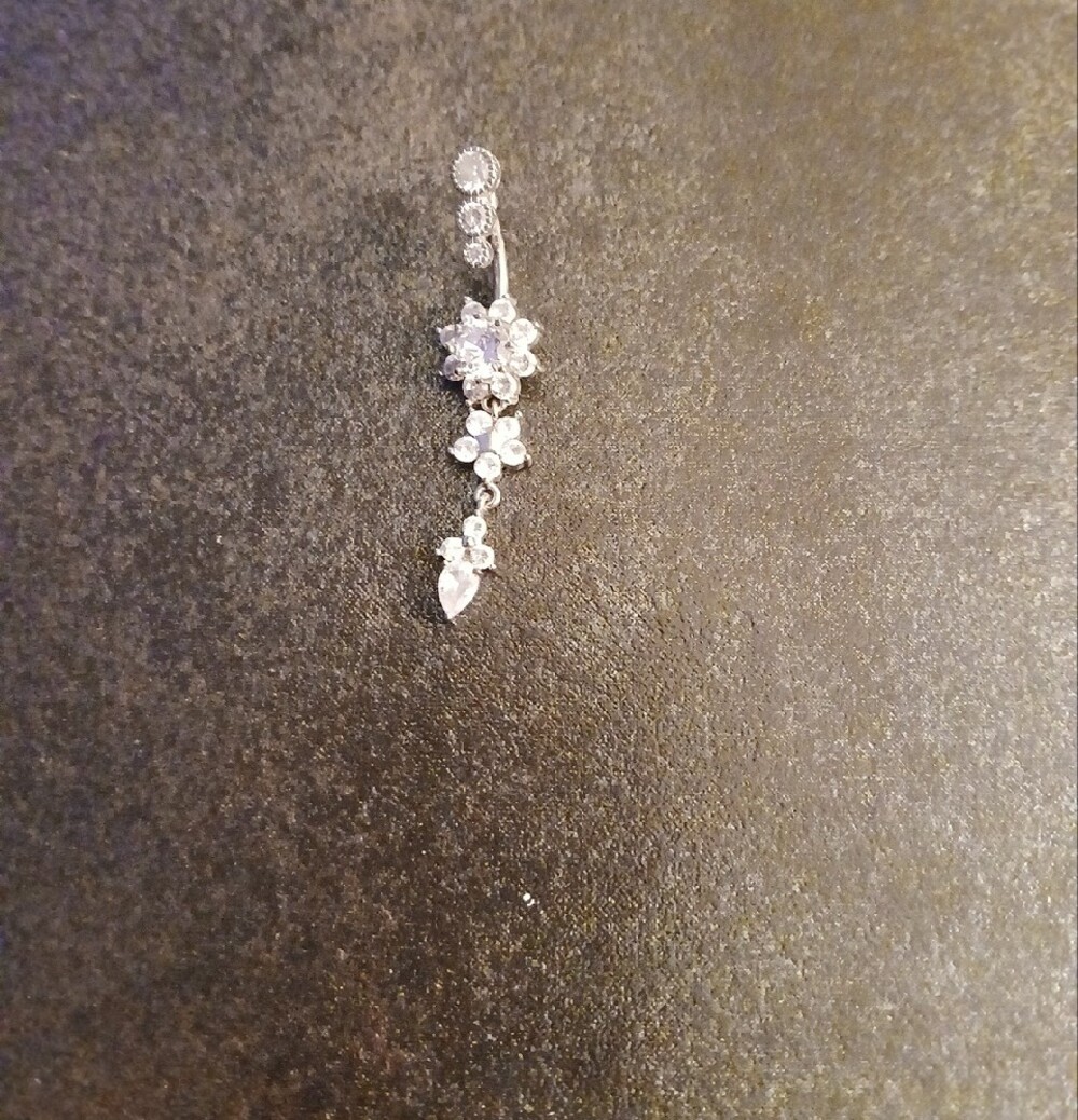Silver Crystal Drop-Body Jewelry Clear Sparkle
